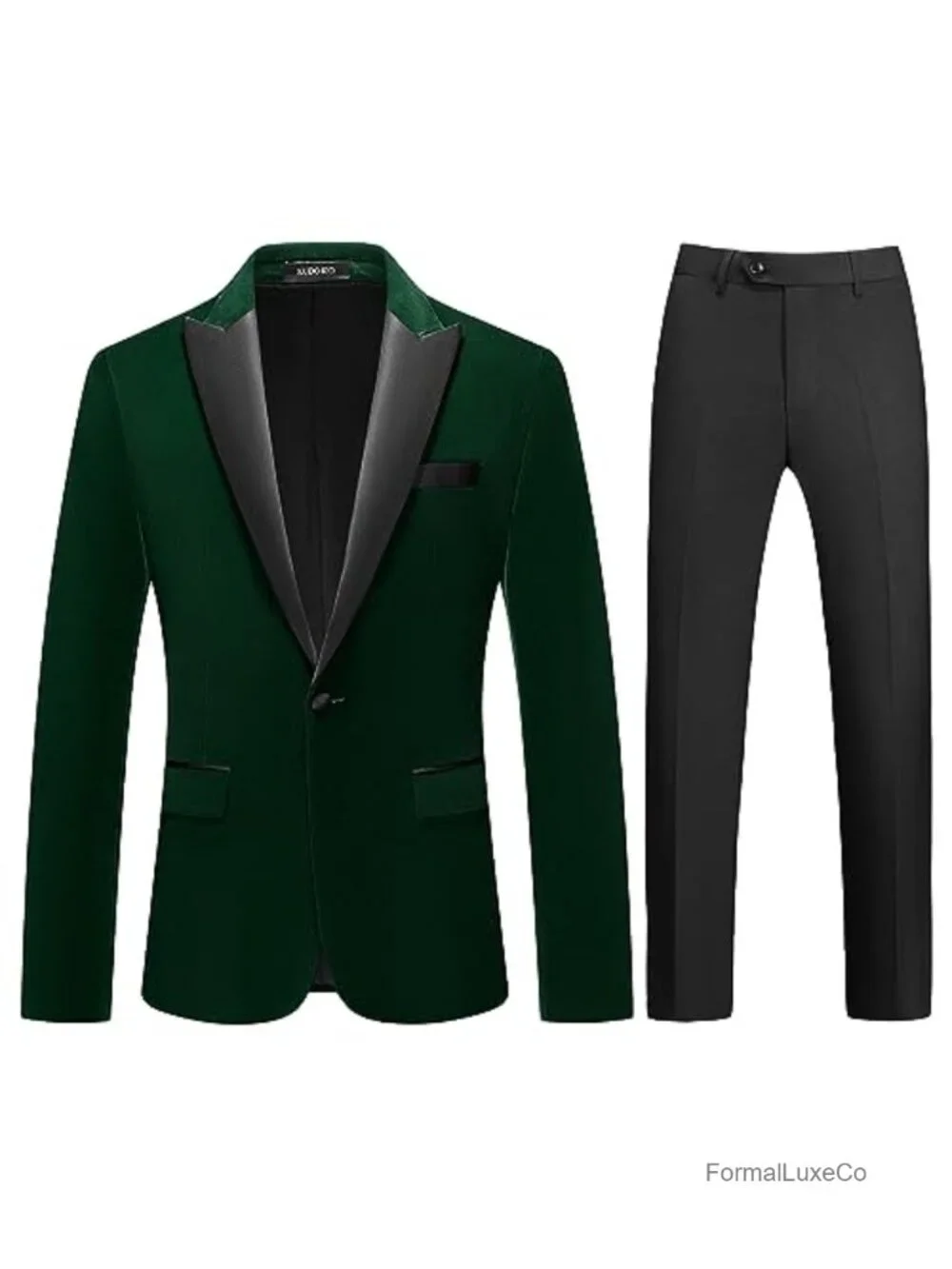 Men's Velvet 2 Piece Slim Fit Suit Tuxedo Jacket & Pants Wedding